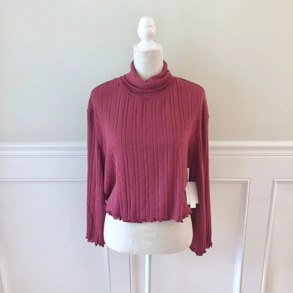 Nordstrom Abound Sweater Ribbed Crop Turtleneck L - Picture 4 of 7